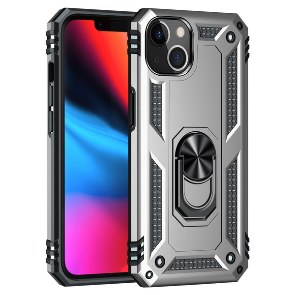 iPhone 13  Case With Kickstand, Heavy Duty Military Grade Protection Phone Case, Built-In 360° Rotate Ring Stand, Shockp