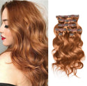 Clip in Hair Extensions 350 Body Wave 120g  Copper Red Human Hair Hair Extensions Double Weft 7 Pcs Brazilian Hairpiece