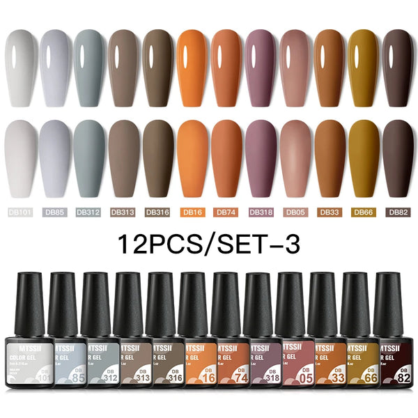 10/12pcs Spring Macaron Nail Gel Polish Set Semi Permanent UV for Manicure Soak Off Gel Nail Polish Kit Varnishes Nail Supplies