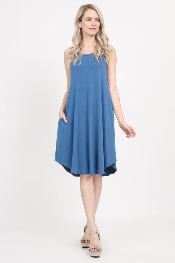 Sleeveless Pocket Swing Dress