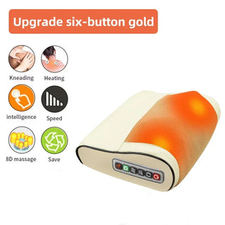 Buy gold-6-button Electric Neck Massager Pillow Massageador Relaxation Pillow Massager Multifunctional Massage Pillow Device