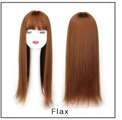 Gres Blonde Synthetic Hair Piece Women 3 Clips in Hair Extension With Bangs 22" Long High Temperature Fiber Brown/Grey/Black