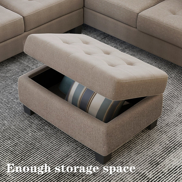 Sectional Corner Sofa L-Shape Couch Space Saving With Storage Ottoman & Cup Holders Design for Large Space Dorm Apartmen