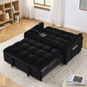 Loveseats Sofa Bed With Pull-Out Bed,Adjsutable Back and Two Arm Pocket,TypeC and USB Charging With Copper Nail,Black (4