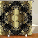 3D Luxury Black Gold Greek Key Meander Baroque Bathroom Curtains Shower Curtain Set for Bathroom Modern Geometric Bath Rug Decor