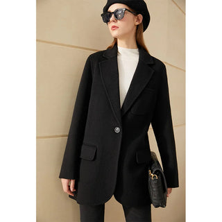 Buy black Amii Minimalism Winter Women&#39;s Jacket Double-Sided Woolen Coat Fashion Solid Belt 100%wool Coat Female Winter Coat   12020362