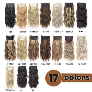 Leeons Synthetic Hair 11Clips in Hair Extension Body Wave 20"Hair Extension Clip for Women Synthetic Hair Extensions Brown Ombre