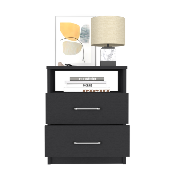 Nightstand Olivenza, Two Drawers - Black