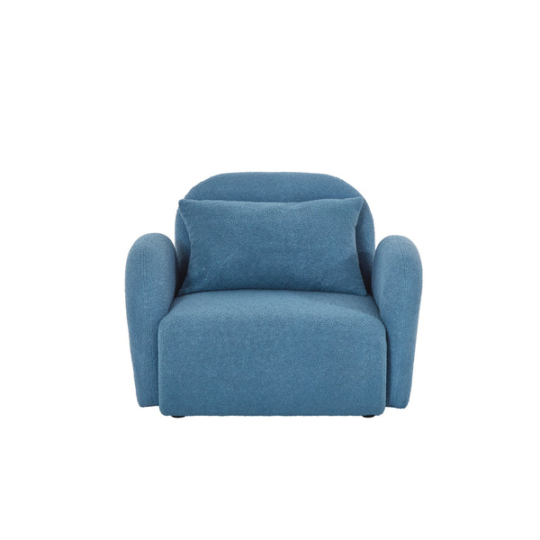 Living Room Furniture Lazy Sofa Chair Teddy Fabric Blue