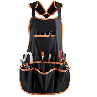 Buy black-orange-edging Custom Logo 600D Oxford Cloth Multi-Functional Work Apron With Tool Pocket