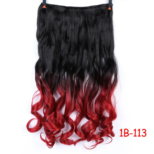 AOSIWIG 24inch 5 Clipsins Straight Hair Extentions Clip in on Hair Extension Black to Red Ombre Hairpiece Synthetic