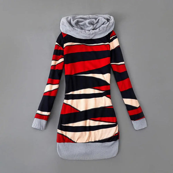 Women's Sweater Coat Striped Print Long Sleeve Autumn Winter  Hoodie Buttons Closure Plush Lining Sweater Cardigan Outerwear