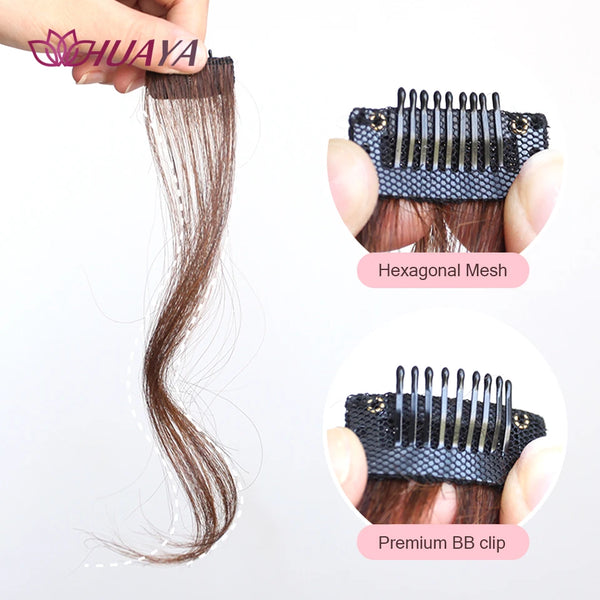 HUAYA Synthetic Hair Bangs Clips Front Side Long Bangs Fake Fringe Clip in Hair Extensions Accessories for Women