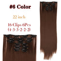 Leeons 16Clips Long Straight Synthetic Clip on Hair Extensions Cheveux Clip Naturel High Temperature Fiber Black Brown Hairpiece