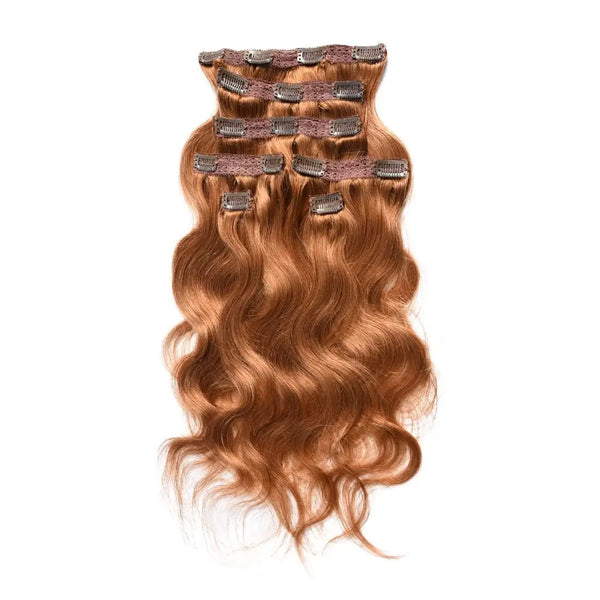 Clip in Hair Extensions 350 Body Wave 120g  Copper Red Human Hair Hair Extensions Double Weft 7 Pcs Brazilian Hairpiece