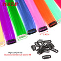 Pageup Rainbow Hair Extension Clip One Piece Synthetic Fake Colored Hair Pieces Pink Long 20" False Clip in Hair Extensions