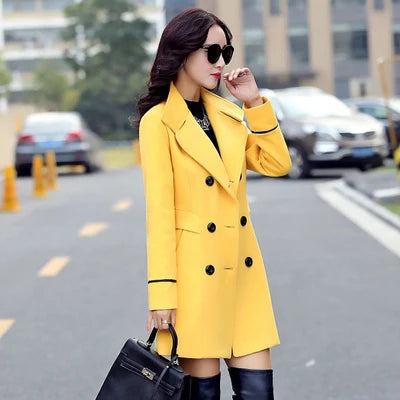 2021 Women Blends Woolens Overcoat Female Coat Autumn Winter Coats Jackets Women Plus Size Coat Women's Wool Coats Long Tops