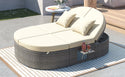 Outdoor Sun Bed Patio 2-Person Daybed With Cushions and Pillows, Rattan Garden Reclining Chaise Lounge With Adjustable B