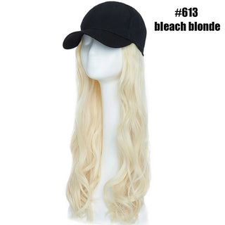 Buy bleach-blonde BENEHAIR Synthetic Baseball Cap With Hair Long Wavy Fake Hair Hat Wig Hair Extensions Hat With Hair Natural Hairpiece for Women