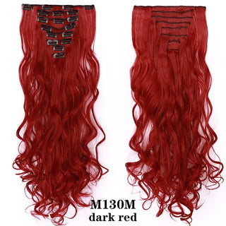 Buy dark-red HAIRRO 24Inches 170g 36 Colors Long Straight Synthetic Hair Extensions Clips in High Temperature Fiber Black Brown Hairpiece