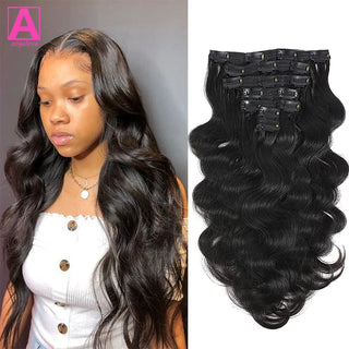 Body Wave Clip in Human Hair Extensions 120g/Set Clips in Extension Full Head Brazilian Clip on Hair Extension for Women