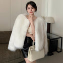 2024 Winter Warm Lady Faux Fur Coats Long Sleeves Short Cut Women Winter Artificial Fur Coat Thick Warm Female Faux Fur Jackets