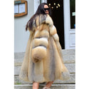 BFFUR Fashion Real Fox Fur Coat Women Winter Luxury Overcoats High Qulaity Natural Gold Island Fox Fur Jackets Whole Skin Coats