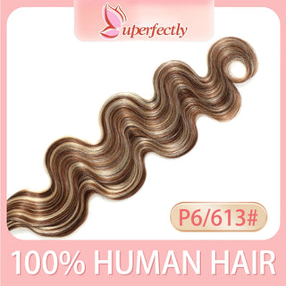 Buy color-p6-613 Body Wave Clip in Hair Extensions 100% Human Hair 7 Pieces Bone Straight Clip Ins Hair Extension Real Natural European Hair