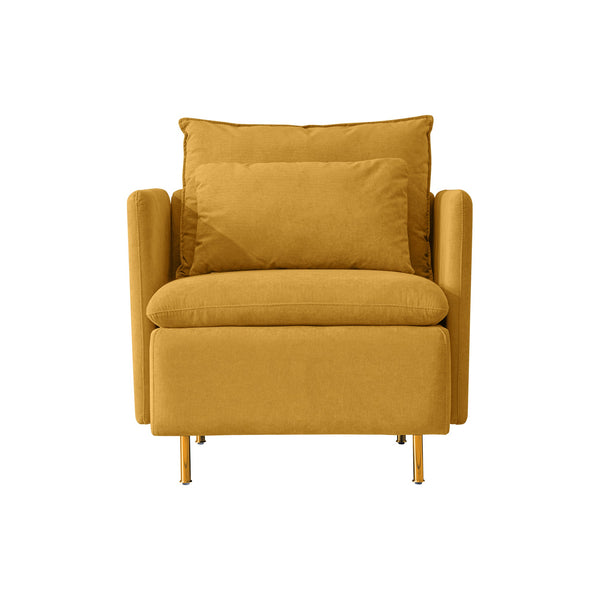 Modern Fabric Accent Armchair,upholstered Single Sofa Chair,Yellow Cotton Linen-30.7''