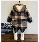 2023 New Baby Girl Boy Winter Coat Boys Fashion Casual Cotton Padded Wool Thickened Long Coats Children Kids Warm Hood Jacket