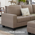 Sectional Corner Sofa L-Shape Couch Space Saving With Storage Ottoman & Cup Holders Design for Large Space Dorm Apartmen