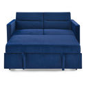 Loveseats Sofa Bed With Pull-Out Bed,Adjsutable Back and Two Arm Pocket,Blue (54.5"x33"x31.5")