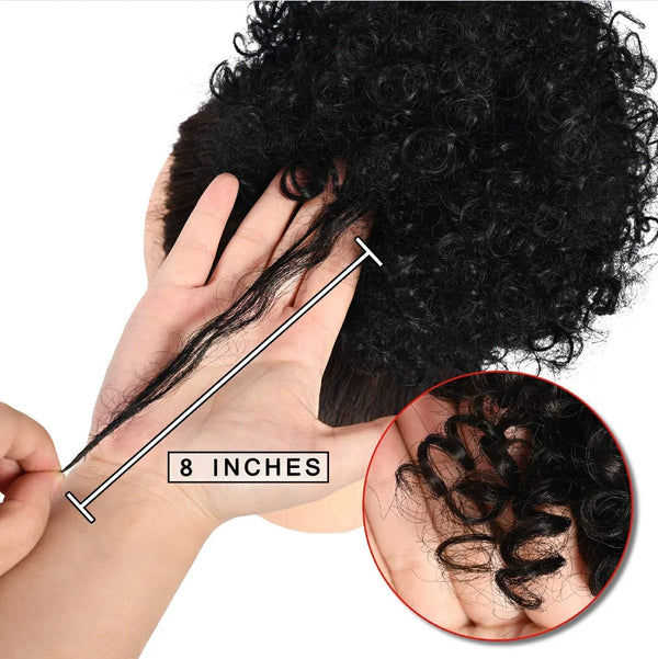 Afro Kinky Curly Ponytail for Women Natural Black Remy Hair 1 Piece Clip in Ponytails Puff Drawstring 100% Human Hair Extension