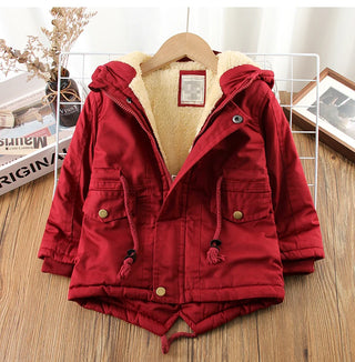 Buy red IYEAL Kids Boys Winter Coat Children Zipper Clothing Long Sleeve Hooded Windproof  Jackets Warm Coats Clothes for 4-12 Years