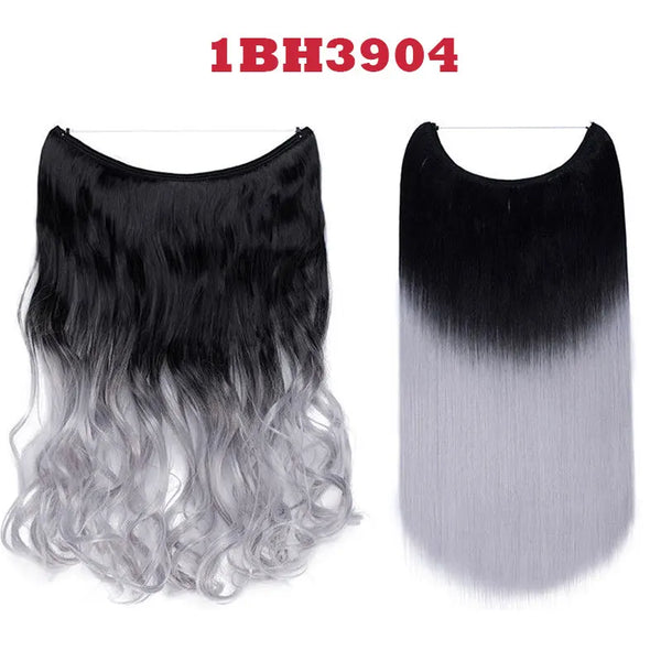 HAIRRO 20 Inches Wave Hair Extensions No Clip in Ombre Blonde Black Hair Synthetic Natural Hidden Secret False Hair Piece