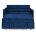 Loveseats Sofa Bed With Pull-Out Bed,Adjsutable Back and Two Arm Pocket,Blue (54.5"x33"x31.5")