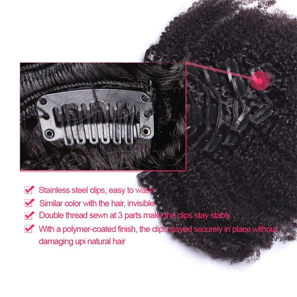 Kinky Curly Clip Ins 4B 4C Clip in Hair Extensions Human Hair Afro Kinky Curly Clip in Human Hair Extensions for Black Women