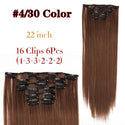 Leeons 16Clips Long Straight Synthetic Clip on Hair Extensions Cheveux Clip Naturel High Temperature Fiber Black Brown Hairpiece