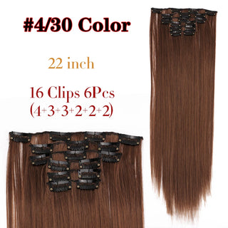 Buy 4-30 Leeons 16Clips Long Straight Synthetic Clip on Hair Extensions Cheveux Clip Naturel High Temperature Fiber Black Brown Hairpiece