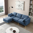 Living Room Furniture Modern Leisure L Shape Couch Blue Fabric