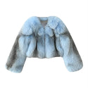 Charming Women Winter Real Fox Fur Coats Short Jacket Length Long Sleeve Fur Coat