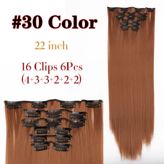 Buy 30 Leeons 16Clips Long Straight Synthetic Clip on Hair Extensions Cheveux Clip Naturel High Temperature Fiber Black Brown Hairpiece