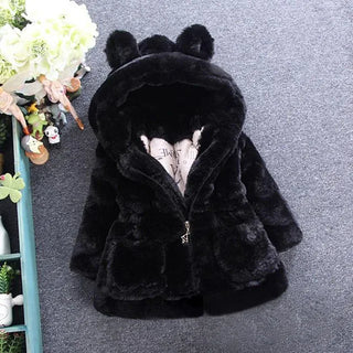 Buy az1773-black Bear Leader Girls Warm Coats 2023 New Winter Thick Faux Fur Jackets Cartoon Ear Fluffy Outerwear Long Sleeve Cute Coats 2 7Y