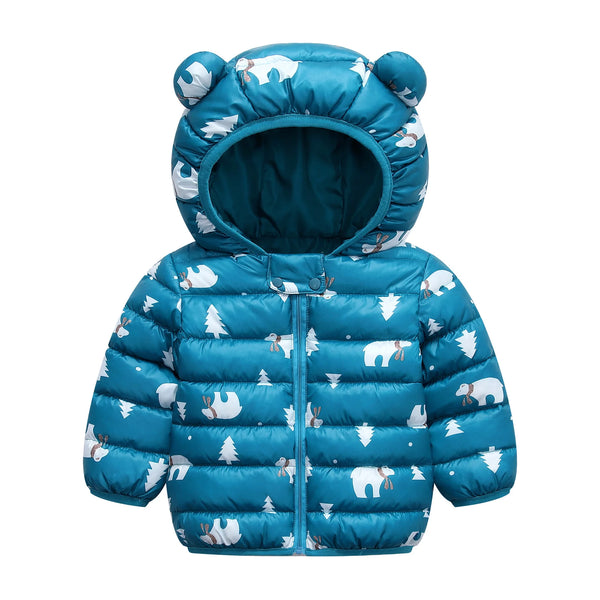 Warm Toddler Boys Jackets Autumn Winter Long Sleeve Hooded Character Pattern Children Outerwear Coats Kids Clothes