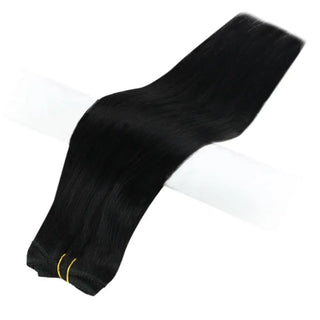 Buy 1-jet-black Full Shine 3 Pieces Clip in Human Hair Extensions Solid Blonde Color Invisible Brazilian Hairpins Clip Ins 50 Gram Machine Remy