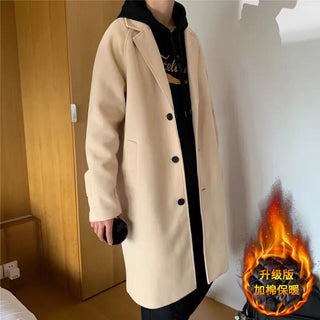 Buy beigethick-15-0c LAPPSTER Men Korean Fashion Winter Jacket Coats 2023 Wool Coat Mens Oversized Harajuku Overcoat Male Japanese Streetwear Jackets