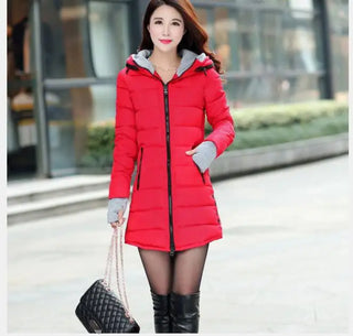 Buy 5 1pcs/Lot Korean Style Winter Woman Long Winter Hooded Coat Oversize Winter Autumn Warm Down Long Coat