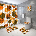 Geometric Golden Crackle Marble Shower Curtain Set Washable Bath Non-Slip Mat Rugs Carpet Toilet Seat Cover Modern Home Decor