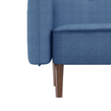 Living Room Bed Room Leisure Futon Sofa Bed in Blue Fabric With Solid Wood Leg