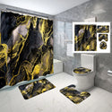 Geometric Golden Crackle Marble Shower Curtain Set Washable Bath Non-Slip Mat Rugs Carpet Toilet Seat Cover Modern Home Decor